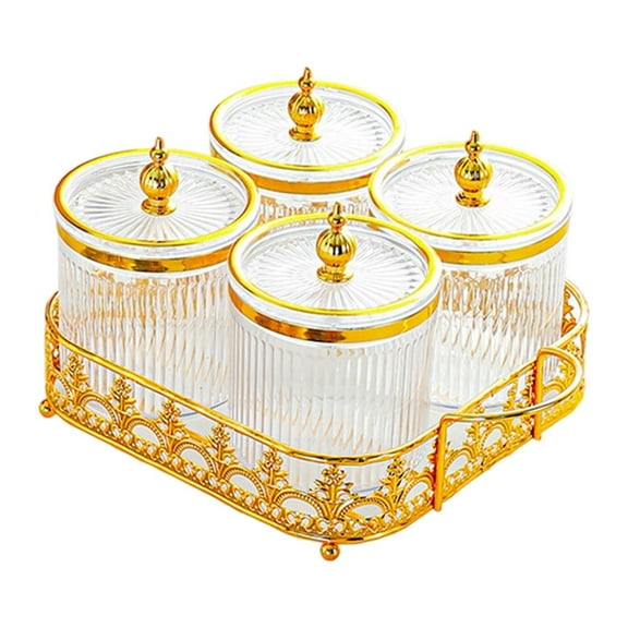 TISHITA Dried Fruit Plate with Stand, Serving Platter with Partition, Nordic Multifunction Appetizer Plate, Candy Nut Plate, with Lid, for Home Use 4 grid