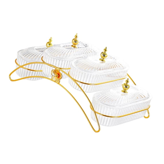 TISHITA Dried Fruit Salad Plate with Lid Nuts Platter for Cookies Dried Fruits Snack Clear
