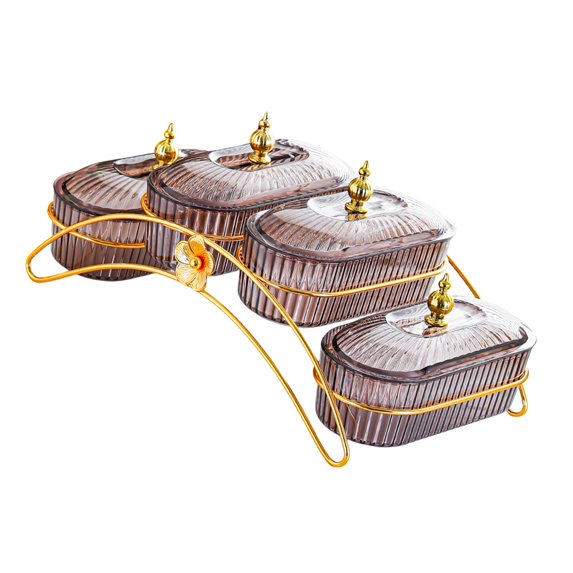 TISHITA Dried Fruit Salad Plate with Lid Nuts Platter for Cookies Dried Fruits Snack Dark Gray