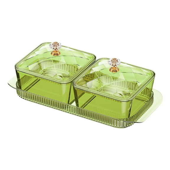 TISHITA Dried Fruit Snack Serving Plate Appetizer Plate for Kitchen Dining Room Home 2 Grid Green