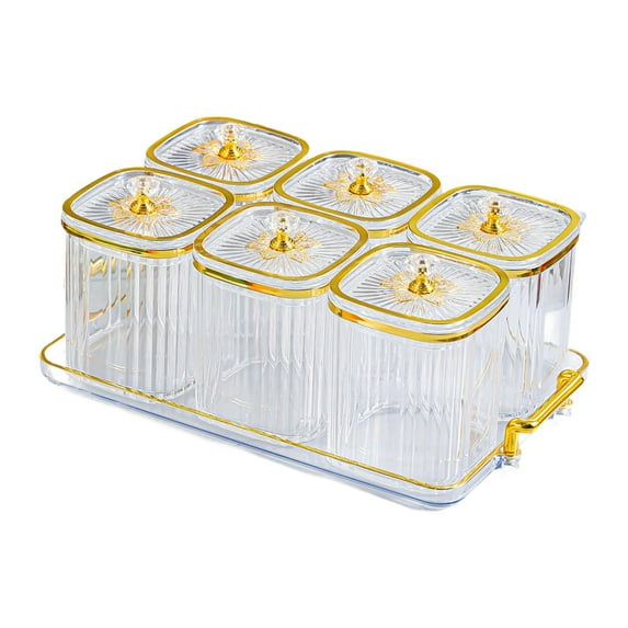 TISHITA Dried Fruit Snack Serving Plate Condiment Canister Nordic Nuts Tray Condiment Spice Jars for Home Wedding Living Room Kitchen clear 6 grid