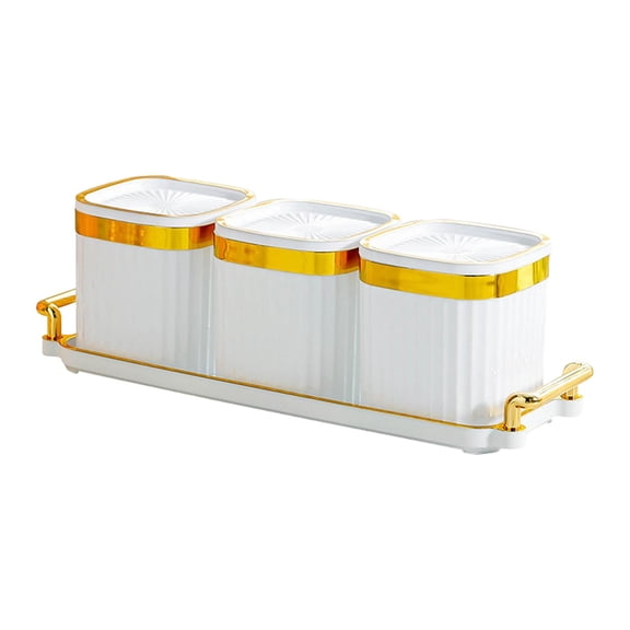 TISHITA Dried Fruit Snack Serving Plate with Lid Candy Nuts Dish Food Storage Container Luxury Divided Serving Dishes for Party Fruit White