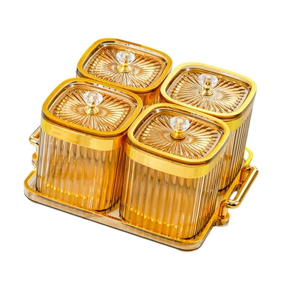 TISHITA Dried Fruit Tray Candy Nuts Dish,with Lid,Nordic,Snacks Dish,Appetizer Serving Tray Divided Serving Platter for Party Cookies , amber