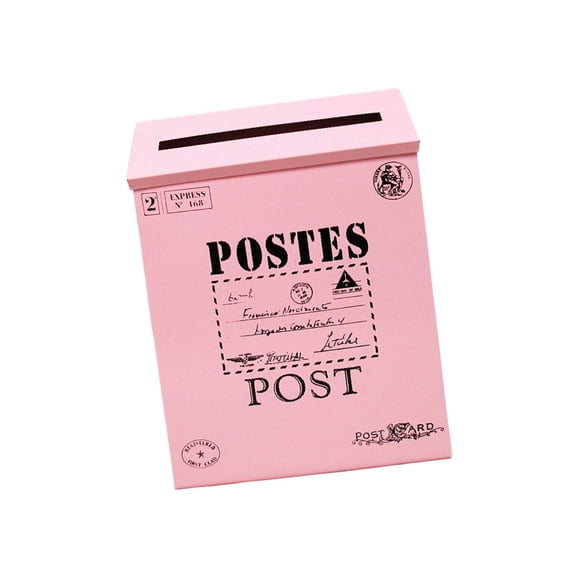 TISHITA Drop Box Wall Mounted Mailbox Decorative Letter Box Vintage Wall Hanging Mail Box Newspaper Holder Box for Outdoor Porch Yard Pink