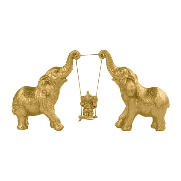 TISHITA Elephant Statue Desktop Decoration Ornament Artwork Resin Figurine Animal Sculpture for Office Home Bedroom Shelf Living Room B Golden