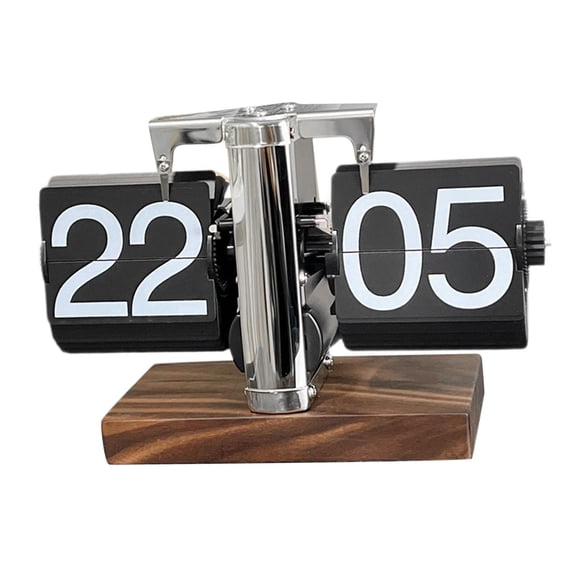 TISHITA Flip Desk Clock Mechanical Flip Clock Multifunctional Decor Clock Automatic Page Turning Clock for Home Office Stainless Steel 24h