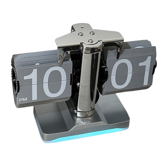 TISHITA Flip Down Clock Auto Flip Clock Decorative Clock Creative Retro Flip Desk Clock Automatic Page Turning Clock for Cafe Bedroom and Gray