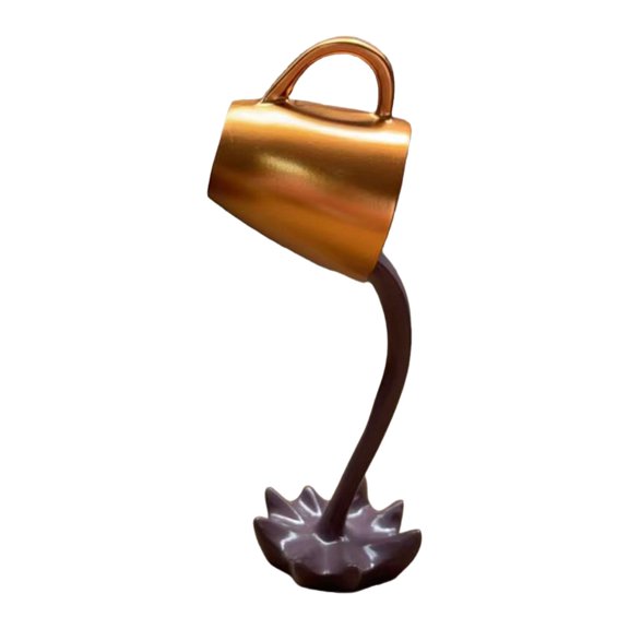 TISHITA Floatings Coffee Cup Pouring Spilling Mug Artwork Tabletop Centerpiece Resin Ornament Cafe Art Decoration for Bar Living Room Brown