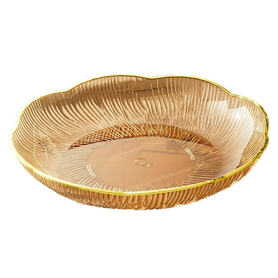 TISHITA Fruit Plate Fruit Bowl Multifunctional Round Decorative Dessert Plate Serving Platter for Countertop Birthday Graduation Home L Amber