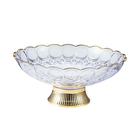 TISHITA Fruit Plate Round Serving Tray Coffee Breakfast Food Jewelry Storage Tray Bathroom Vanity Organizer for Bedside Vanity Office Gold Edge