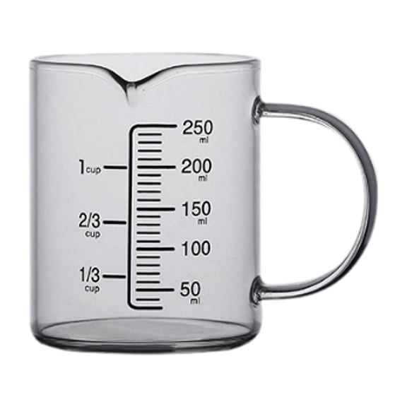 TISHITA Glass Measuring Cup Measuring Jug,Sturdy,Easy to Read,Portable Measure Cup High Borosilicate Glass Cup for Kitchen Housheold 250ml
