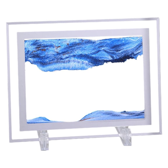 TISHITA Glass Moving Sands Art Picture Flowing Quicksand Painting 3 Bookshelf Study Room Tabletop Ornaments Housewarming Wedding Gifts , 5Inch Blue