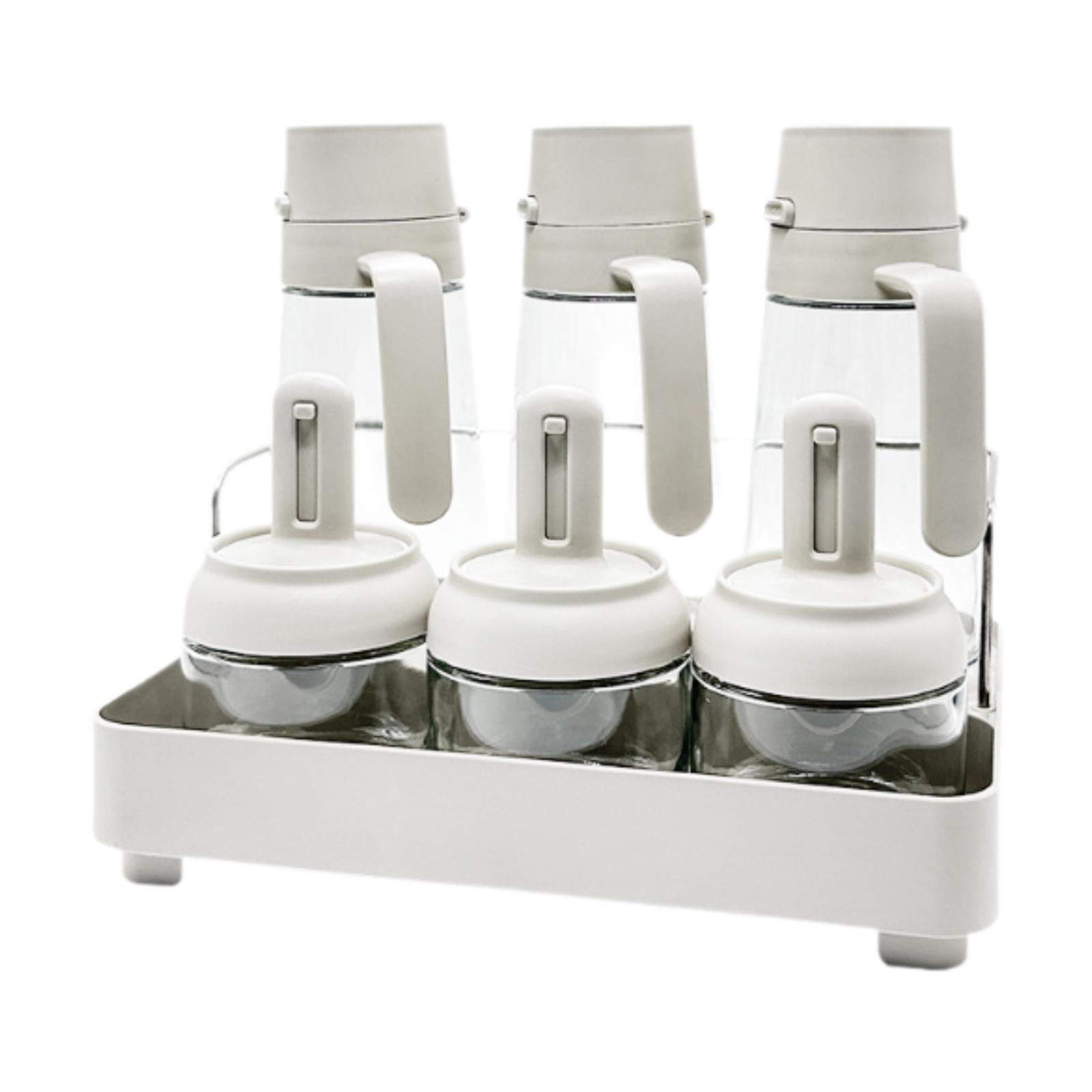 TISHITA Glass Seasoning Jars Condiment Pot Cruet Dispenser Set with ...