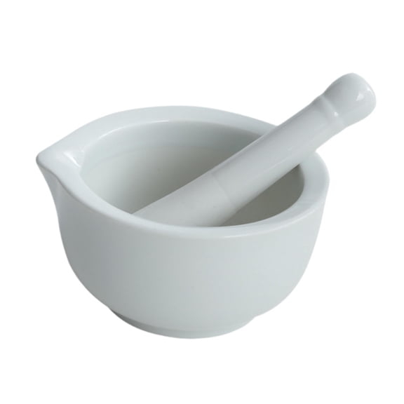 TISHITA Grinding Bowl Porcelain Mortar and Pestle Portable Manual Tool Kitchen Utensils Household Grinding Jar for Garlic Rice Fruits White