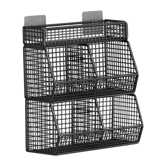 TISHITA Hanging Kitchen Basket Organizer Four Grids Decor Mount Kitchen Fruit Basket for Closet Cafe Farmhouse Home Pantry Black