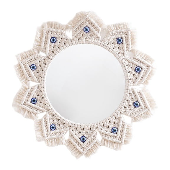 TISHITA Hanging Wall Mirror Nursery Decor Boho Mirror Wall Art Makeup Mirror Tassel Decorative Mirrors for Office Bathroom Decoration