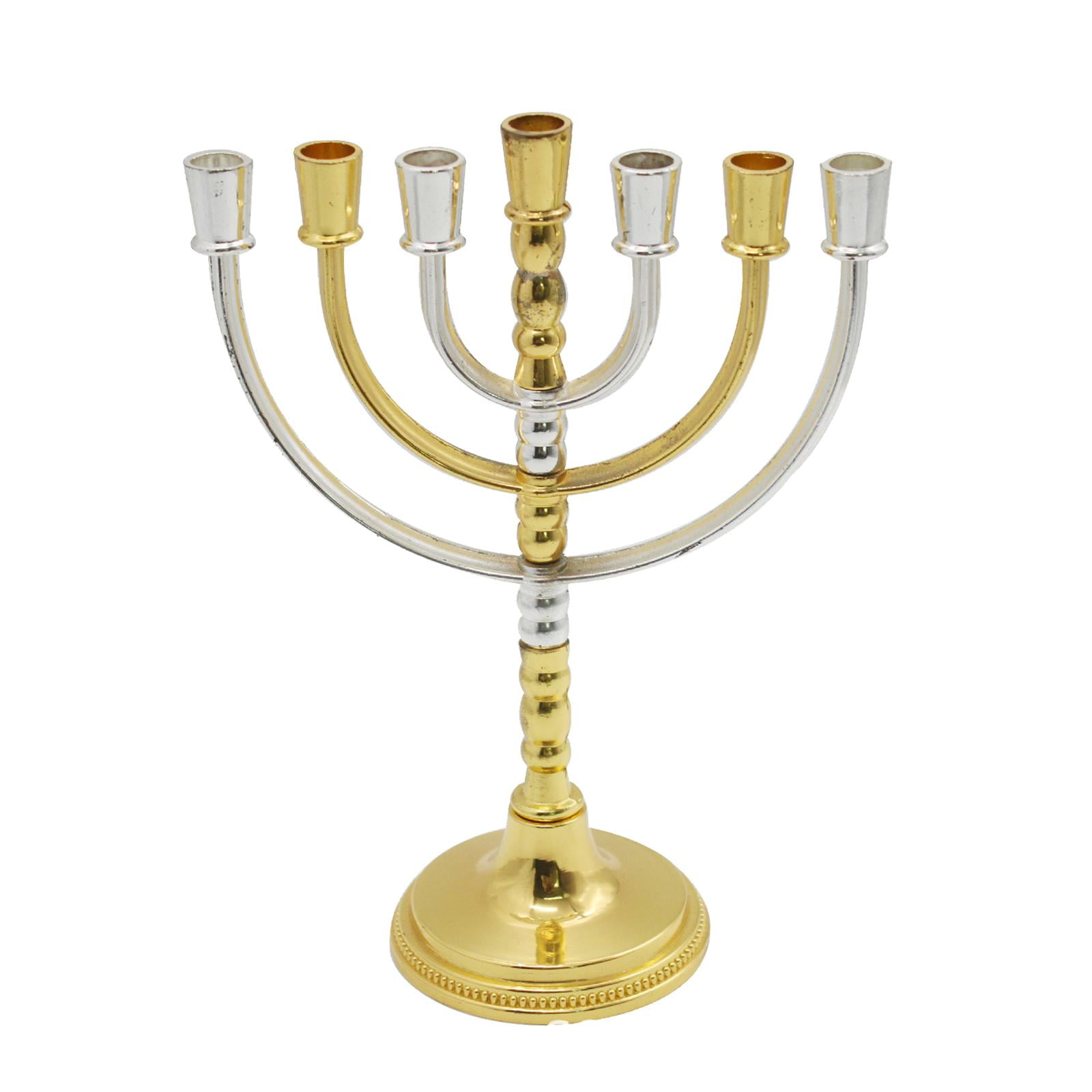 TISHITA Hanukkah Menorah 7 Branch Menorah Traditional Metal Sturdy Base Candle Holder Candle