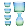 thumbnail image 1 of TISHITA Japanese Sake Glass Set Sake Pot Set Multifunctional Creative Home Use Warmer Hammered Texture Decanter for Buffet Table blue green, 1 of 8