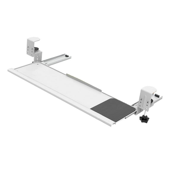 TISHITA Keyboard Tray C-shaped Clamp Mount Water Sturdy Rust Computer Desk Drawer Keyboard Holder for Improve Posture Home White