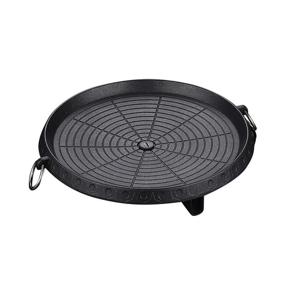 TISHITA Korean Grill Pan Aluminium Baking Tray Easy to Clean Heavy Duty Frying Pan Barbecue Plate for Garden Home Barbecue Travel BBQ Round