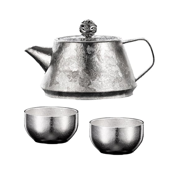 TISHITA Kung Fu Tea Kettle Titanium Tea Pot Loose Leaf Tea Brewer Heat Resistant 300ml Mini Kettle Cup for Travel Home Office Camping 1 Teapot 2 Cups