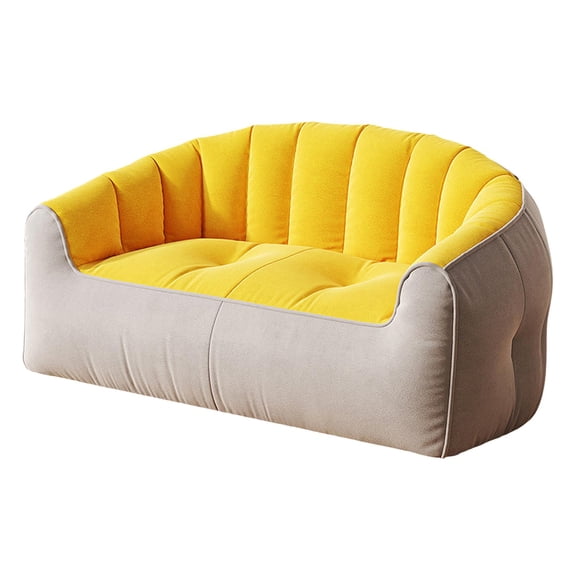 TISHITA Lazy Sofa Can Lie Down and Sleep Small Sofa Couch for Apartment Home Bedroom Light Gray Yellow