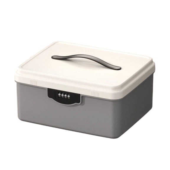 TISHITA Lockable Storage Box with Combination Lock Organizer Document File Bin Portable Security Container Suitable for Office Home School Car Employee Manage Gray