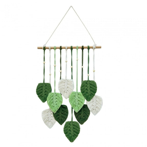 TISHITA Macrame Wall Hanging Woven Tapestry Chic Decoration Handmade,Rope Background Leaf Tassels Wall Decor for Bedroom Dorm Wedding Green