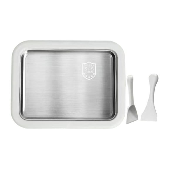 TISHITA Maker Ice Cream Homemade Tray Yogurt with 2 Spatulas Household Gelato Icecream Instant Cold Plate White