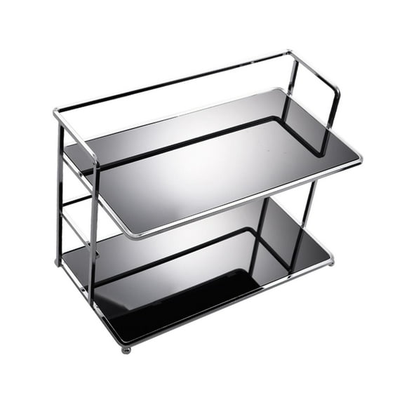 TISHITA Makeup Storage Shelf Bathroom Counter Organizer Double Layer Desktop Storage Rack Organizer for Living Room Countertop Makeup Black