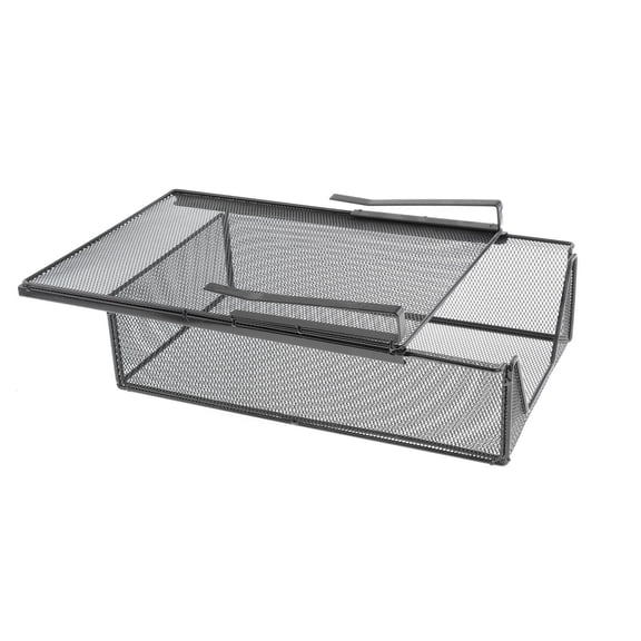 TISHITA Mesh Hanging Basket under Shelf Wire Basket Large Capacity Multifunctional Storage Rack for Cupboard Home Office Black