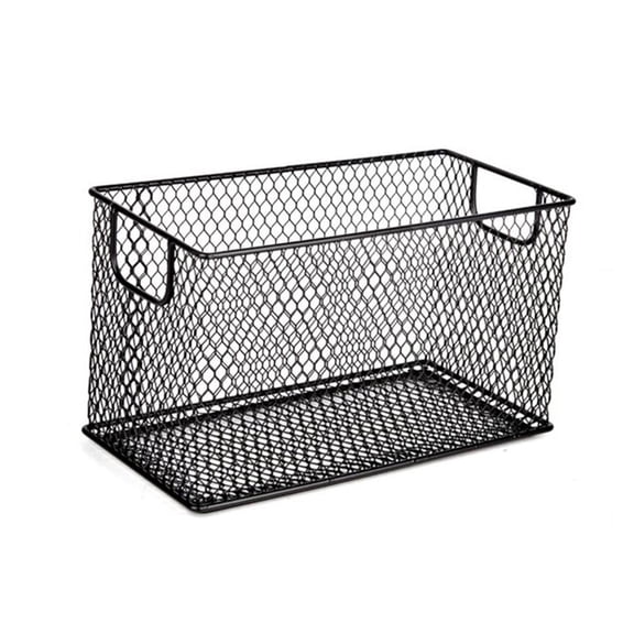 TISHITA Mesh Wire Storage Basket CD Storage Box Container Office Desk Basket Mesh Open Storage Bin, for Bathroom Pantry Home Cabinets Black