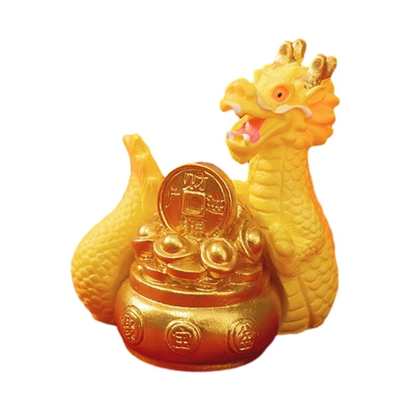 TISHITA Mini Dragon Statue Miniature Figurine Chinese New Year Decor Office Car Dashboard Decor Party Desktop Animal Figure Sculpture 3.9cmx4cm