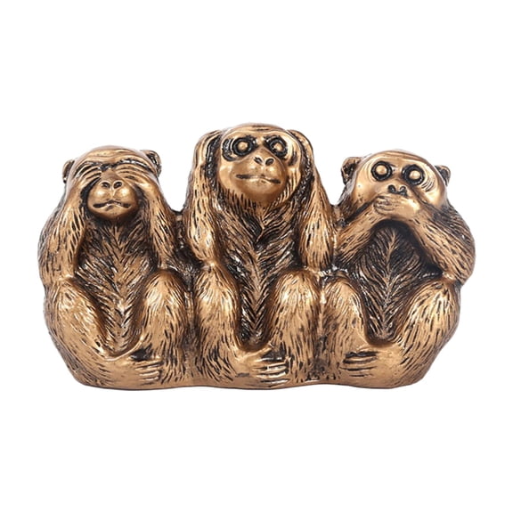 TISHITA Monkey Figurines, Handmade, Resin Monkeys Sculpture,See No Evil Hear No Evil Speak No Evil for Tabletop, Home, Indoor Office Bronze