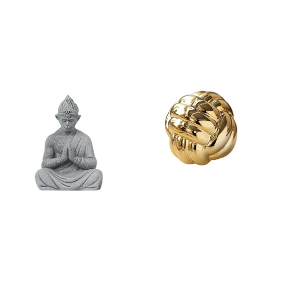 TISHITA Monkey Statue Buddhist Indoor Ceramic Figurine Miniature Meditating Knot Statue Yarn Ball Ornament suitable for home decoration kitchen decor gift giving art lovers meditation space