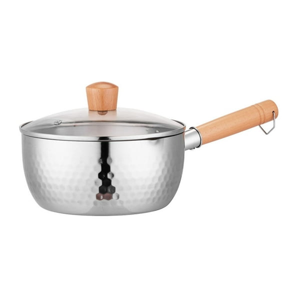 TISHITA Nonstick Saucepan Soup Pot with Glass Lid Universal Milk Noodles Pot Wood Handle Stockpot for Restaurant Kitchen Camping Home S