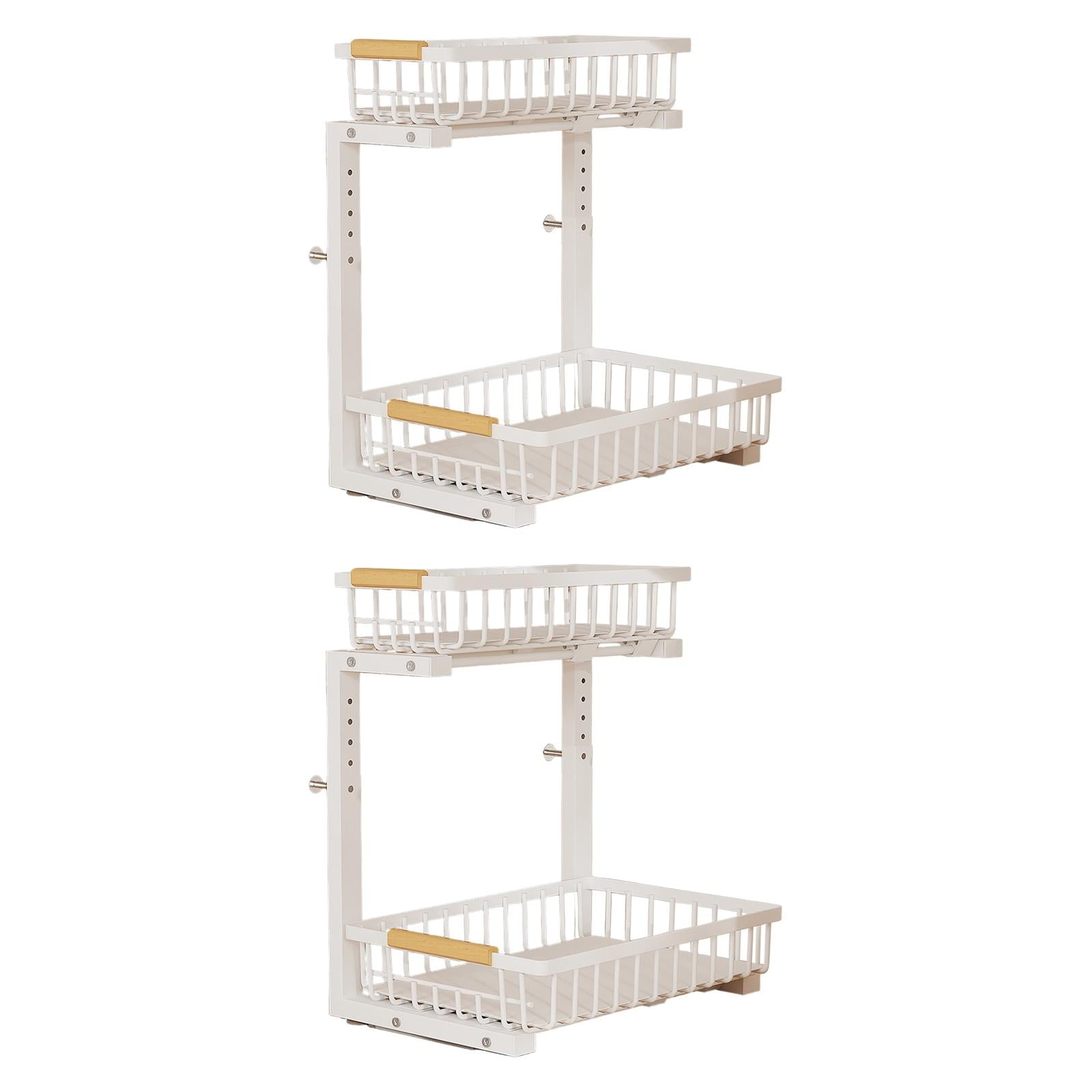 TISHITA Office Storage Rack Bathroom Pull Out Organizer White 2