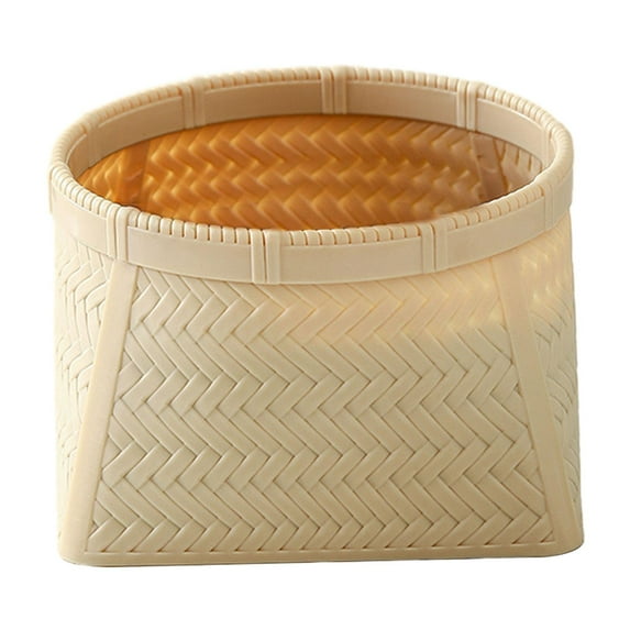 TISHITA PP Woven Fruit Basket Food Serving Basket Durable Hand Woven Kitchen Organizer for Outdoor Picnic Vegetables Desktop Home Beige