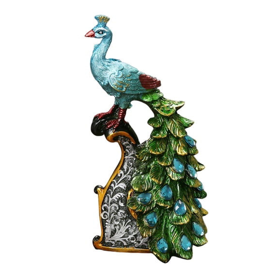 TISHITA Peacock Statue Keepsake Decorative Figurine for Bedroom Bookshelf Home Decor Right
