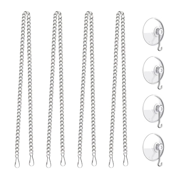 TISHITA Picture Hanging Chains Glass Window Hanging Chains Suction Cup Hooks Decorative Chain Stainless Steel Chains Flexible Customization Suitable for Home Window Art Gift Patio 50cm