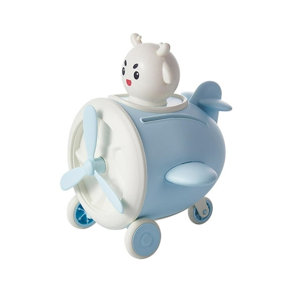 TISHITA Piggy Bank Airplane Sculpture Figure Statue Lockable with Key Home Decor Ornament Money Bank Toy for New Years Christmas Kids Blue