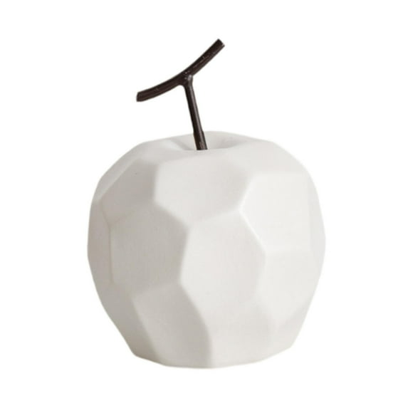 TISHITA Porcelain Fruit Sculpture Fruit Ornament Collectible Creative Table Fruit Statue Geometric Fruit Decor for Festival Home Office White Apple