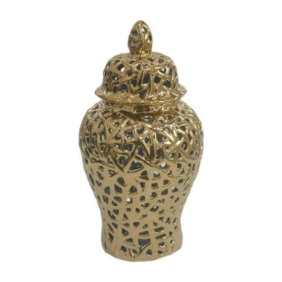 TISHITA Porcelain Ginger Jar Ceramics Vase with Lid Collection Ornament Decoration Decorative Vase Decorative Jar for Desk Living Room Gold