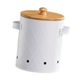 thumbnail image 1 of TISHITA Potato Storage Tins Food Storage Container Aerating Holes Kitchen Storage Canister Vegetables Storage Bin for Farmhouse Decor White Medium, 1 of 8