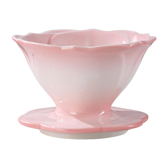 TISHITA Pour over Coffee Maker Ceramic Coffee Dripper for Home Travel Manual Porcelain Cone Brewer Delicate Decoration Flower Shaped Pink