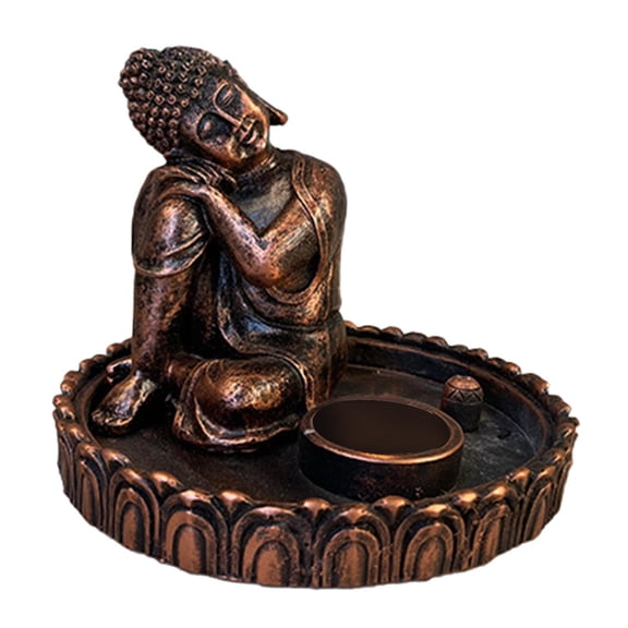 TISHITA Resin Buddha Tealight Holder,Figurines Room Decoration Candle Holder Decor Statues Collectible Figurines Gifts - Copper
