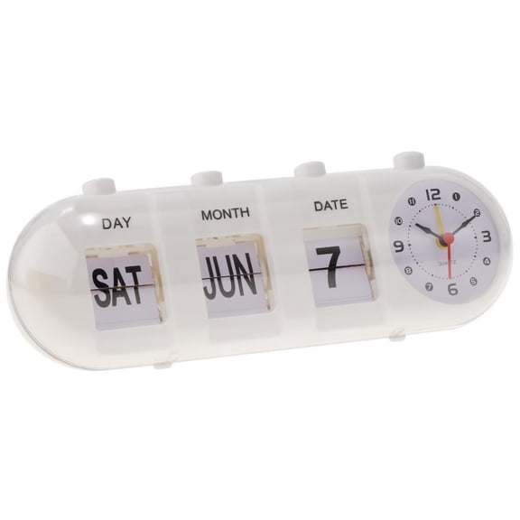 TISHITA Retro Fashion Flip Clock Digtal Date Time Display Clock Black , White #2 A White