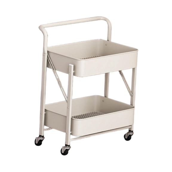 TISHITA Rolling Cart on Wheels Fruit Vegetable Basket Folded Large Capacity Multifunctional Organizer Trolley for Dining Room Kitchen White
