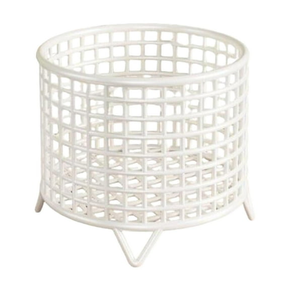 TISHITA Round Metal Wire Basket Kitchen Counter Storage Rack Sturdy Container Countertop Organizer for Pantry Cosmetic Cabinet Toilet White