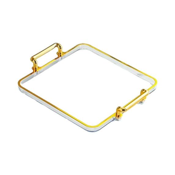 TISHITA Serving Tray Tea Fruit Storage Tray with Handles Platter Easy to Clean Plate Coffee Table Decor Tray for Kitchen Coffee Table Clear